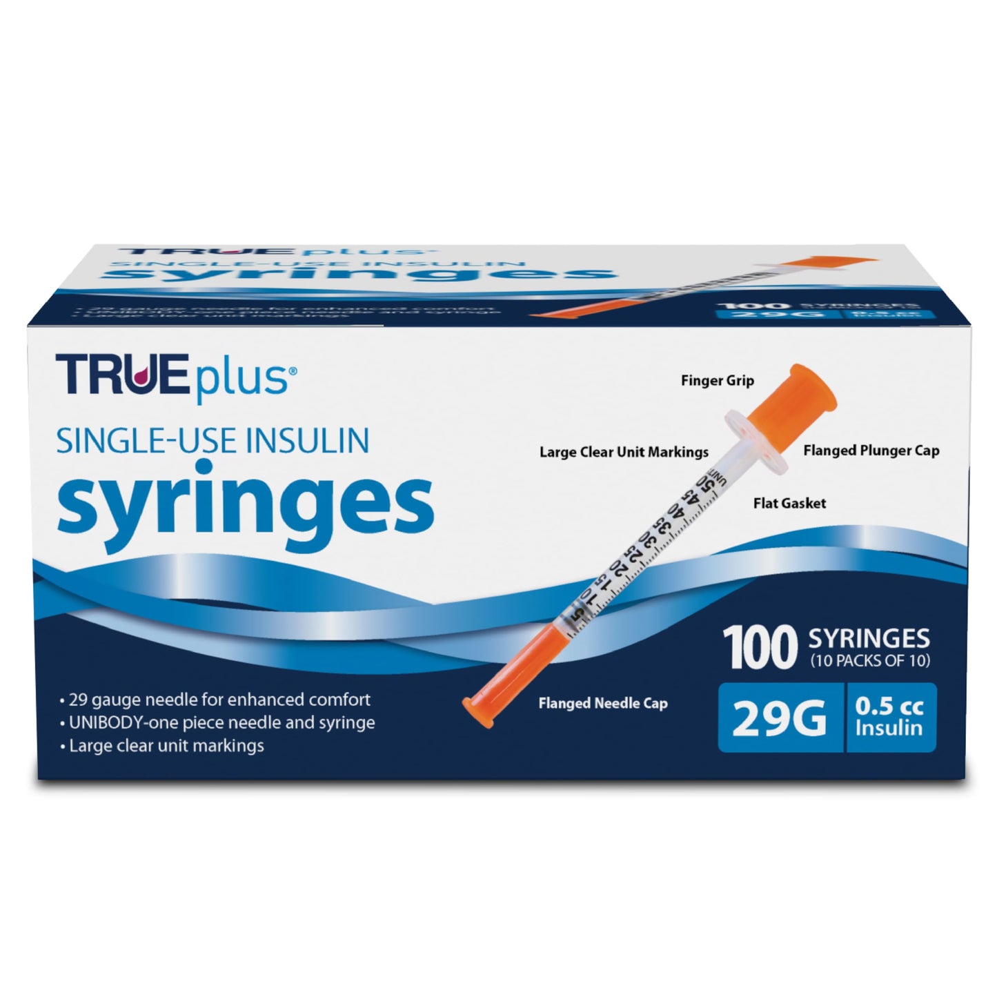 TRUEplus Single-Use Insulin Syringes, 31G, 0.3cc, 5/16 Inch, 100 Count