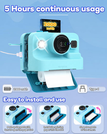 Dylanto Kids Camera Instant Print,1080P Kids Instant Cameras that Print Photos,Christmas Birthday Gifts for Girls Age 3-12,Portable Toy for 3 4 5 6 7 8 9 10 Year Old Girls Boys Pink