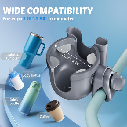 2 Pack Cup Holder for Walker: Stroller Cup Holder with Phone Holder Black
