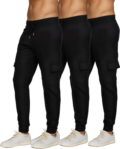PURE CHAMP Sweatpants for Men 3 Pack Fleece Athletic Workout Joggers Mens Sweatpants with Zipper Pockets Size S-3XL