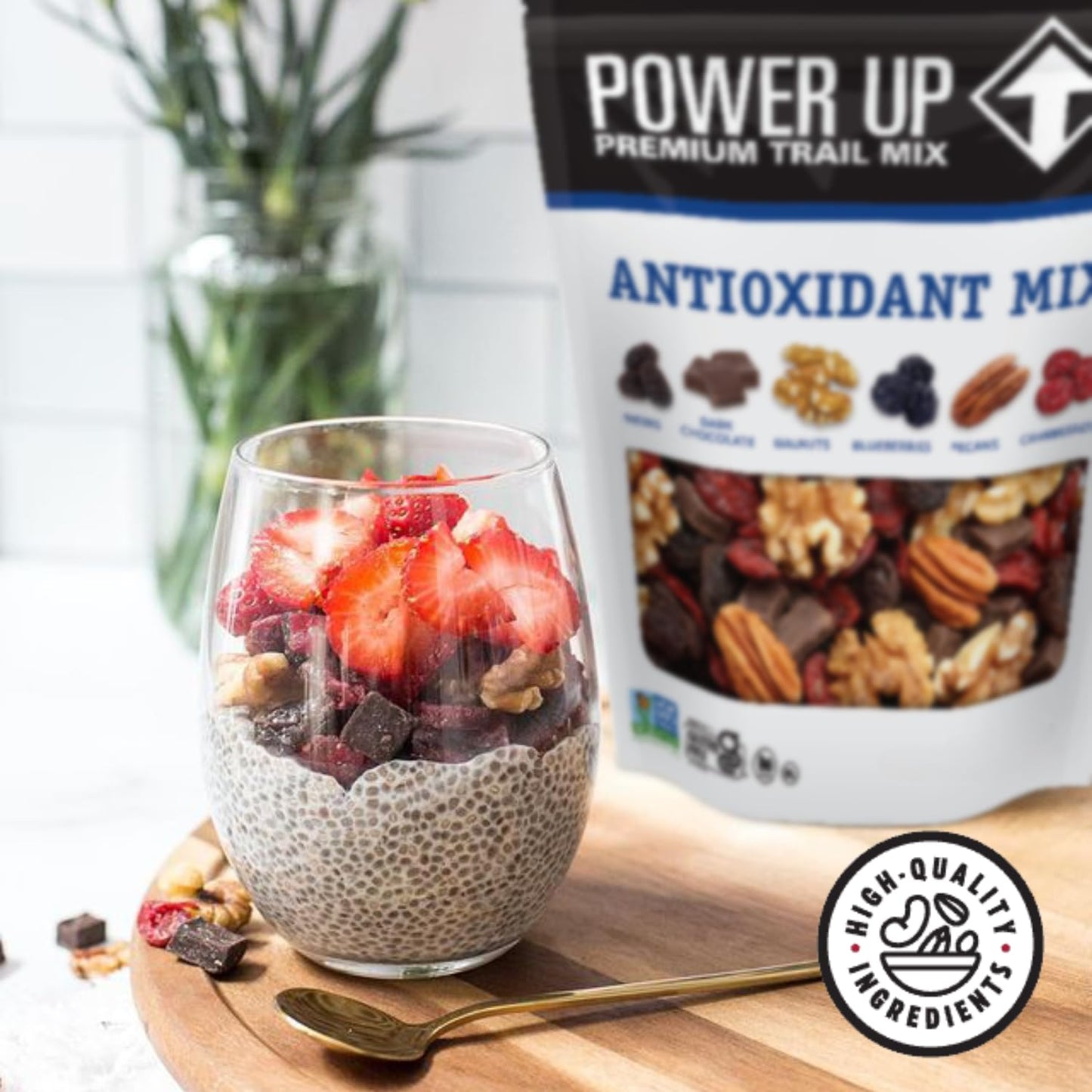 Power Up Trail Mix, Mega Omega Trail Mix, Non-GMO, Vegan, Gluten Free, No Artificial Ingredients, Gourmet Nut, 14 Ounce Bag