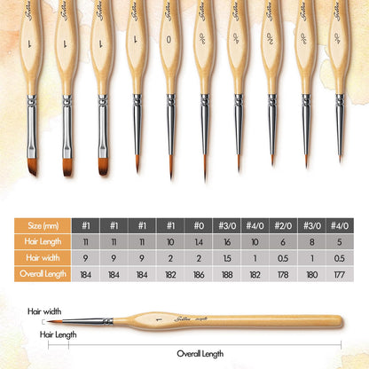 Golden Maple Detail Paint Brushes Set 10pcs