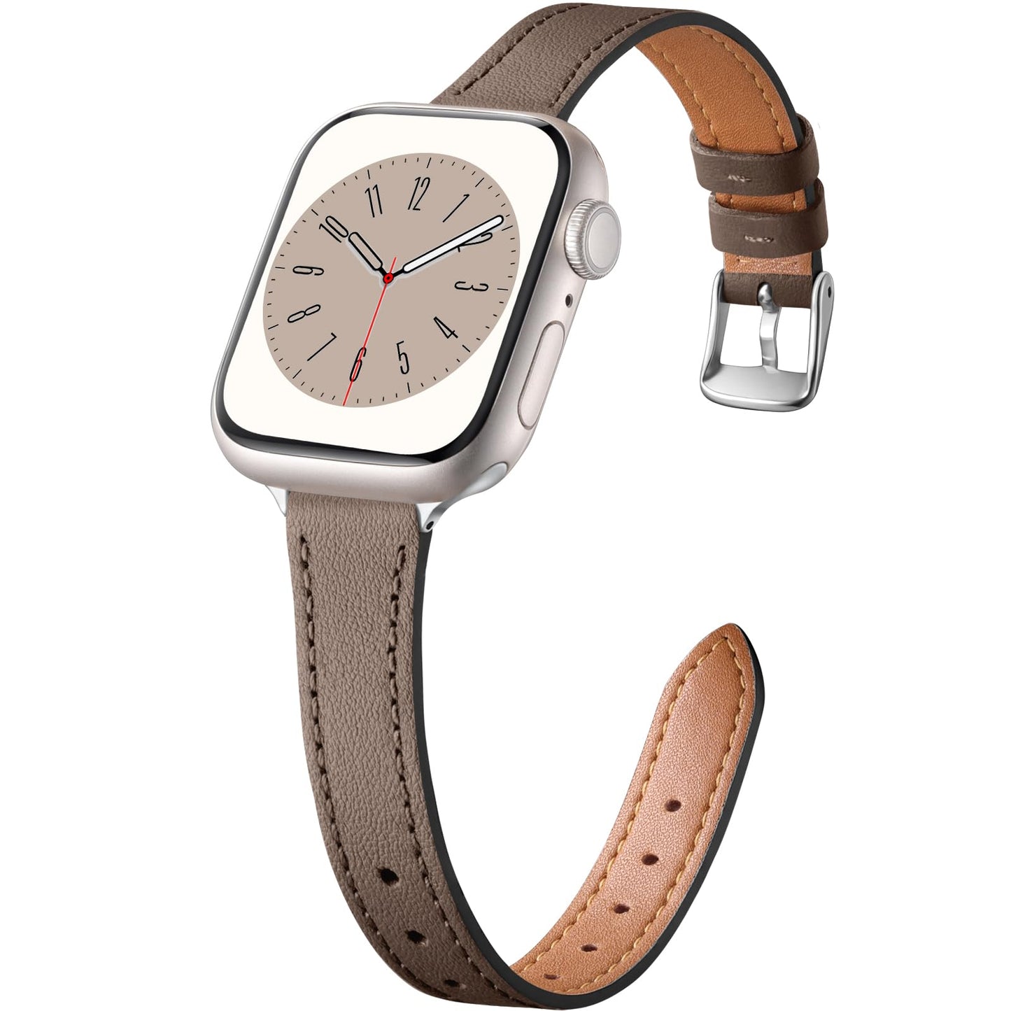 Charlam Slim Leather Band Compatible with Apple Watch Bands for Women 40mm 38mm 41mm 42mm 44mm 45mm 46mm, Top Grain Genuine Leather Strap Thin Wristband for iWatch Series 11 10 SE 9 8 7 6 5 4 3 2 1
