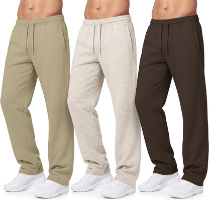 PURE CHAMP Sweatpants for Men 3 Pack Fleece Athletic Workout Joggers Mens Sweatpants with Zipper Pockets Size S-3XL
