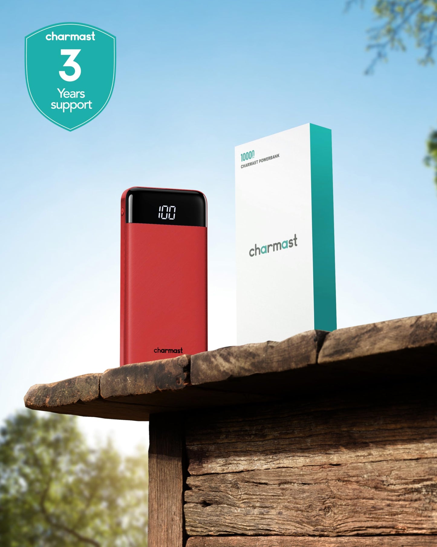 charmast Power Bank Portable Charger with Reinforced Built-in 4 Cables