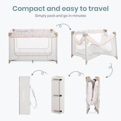 Dream On Me Zodiak Portable Playard, Compact for Travel, Carry Bag, Gray & Pink