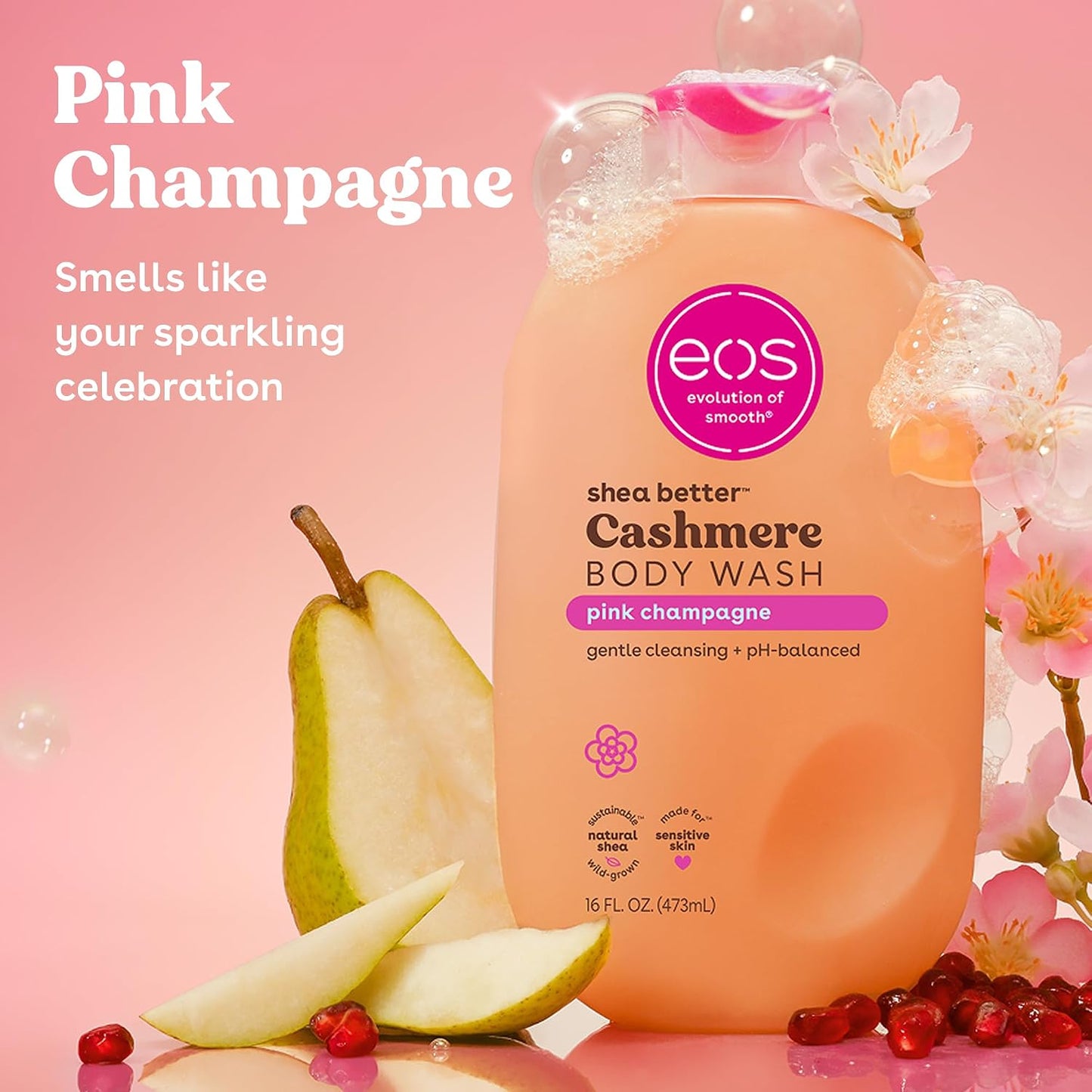 eos Cashmere Body Wash- Vanilla, Creamy Gel with Shea Butter, 16 fl oz