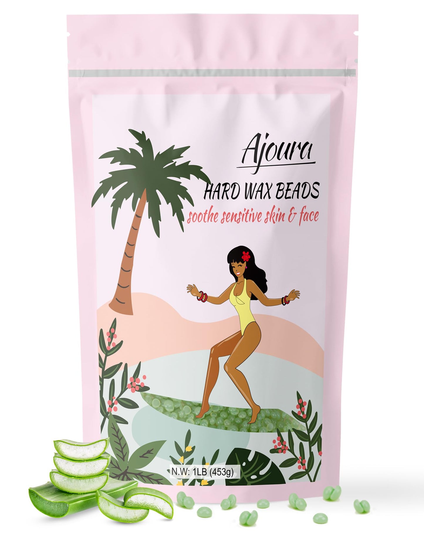 Ajoura 1 lb Hard Wax Beads for Hair Removal, Chamomile Wax Beans, Blue