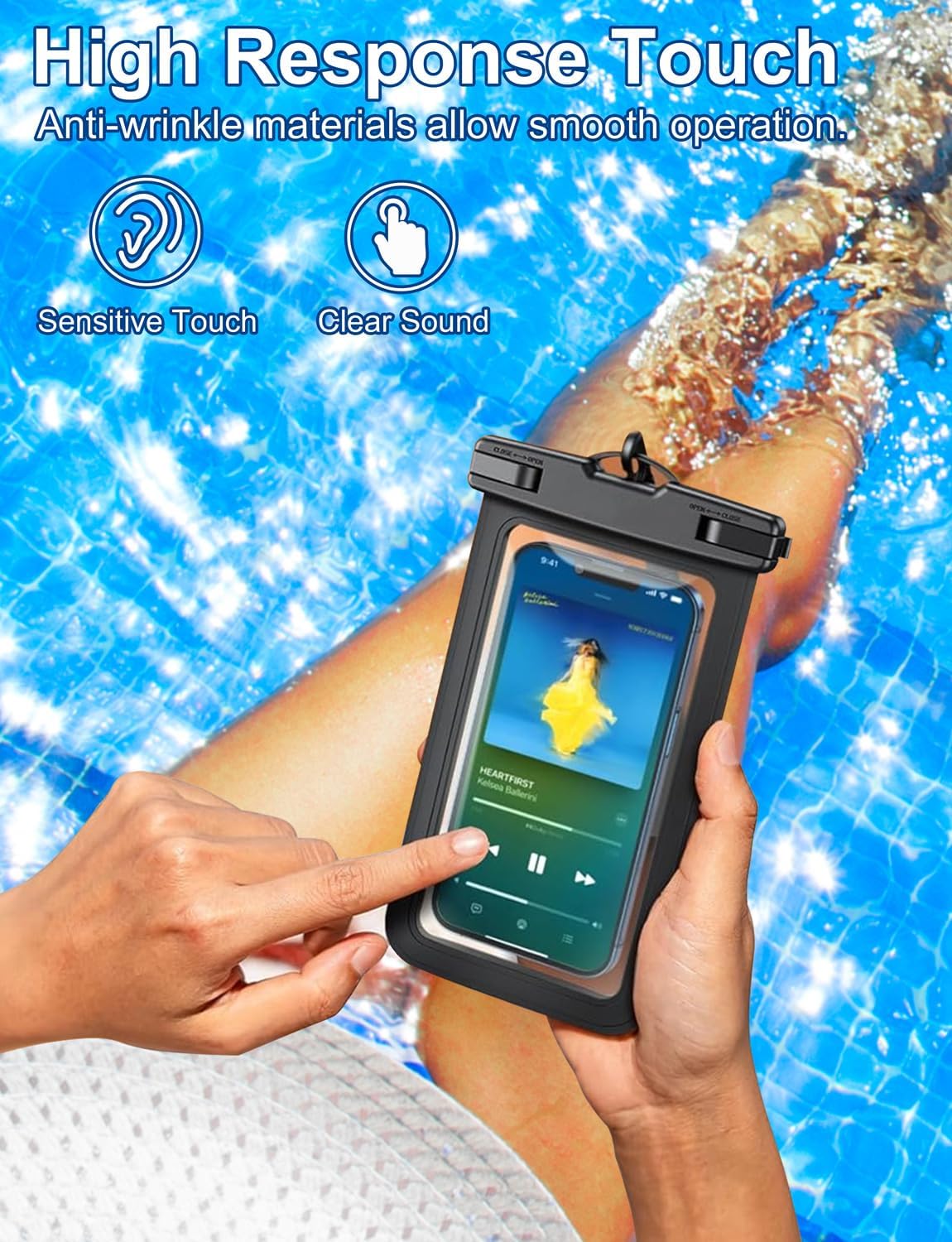 Waterproof Phone Pouch,2 Pack Black White Phone Waterproof Case,Cell Phone Dry Bag,Protection Level: IP68,Beach Cruise for Apple iPhone,Samsung,and More,Lanyard Included,(Fits Up to 8.3”),Black,White