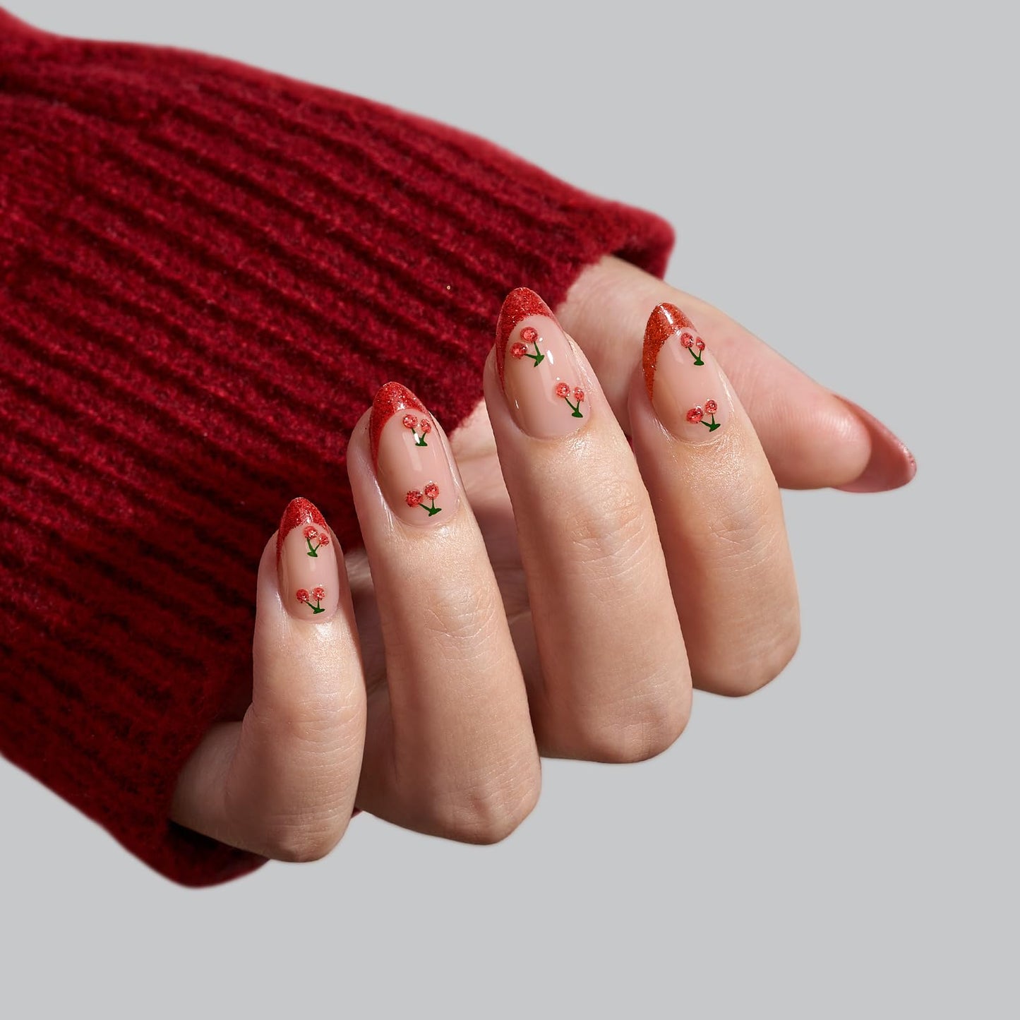 BTArtbox Press On Nails, Cream Puff, Short Almond, Ombre Off White, 32Ct