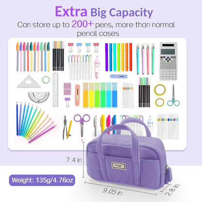Sooez Large Pencil Case Pouch, Extra Big Pencil Bag with 5 Compartments