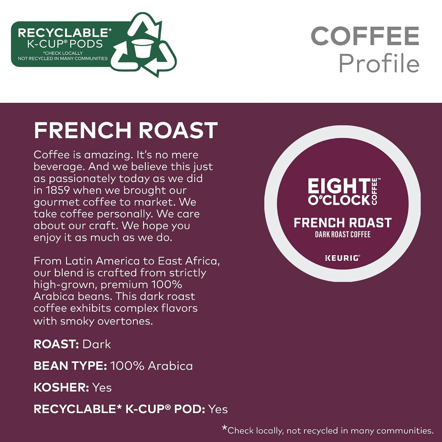 Eight O'Clock Coffee Hazelnut, Single-Serve Keurig K-Cup Pods, Flavored Medium Roast Coffee Pods, 96 Count