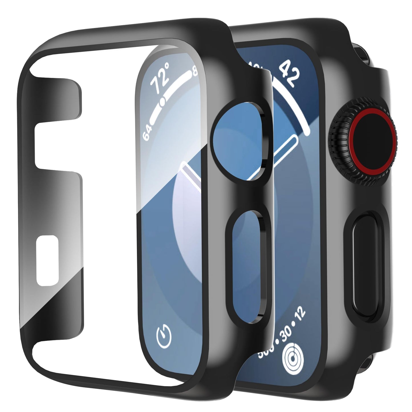 Smiling 2 Pack Case Compatible with Apple Watch SE 3 (2025)/ SE 2/ SE/Series 6/5/4 40mm with Tempered Glass Screen Protector, Hard PC Case Overall Protective Cover- 1 Blue+ 1 Transparent