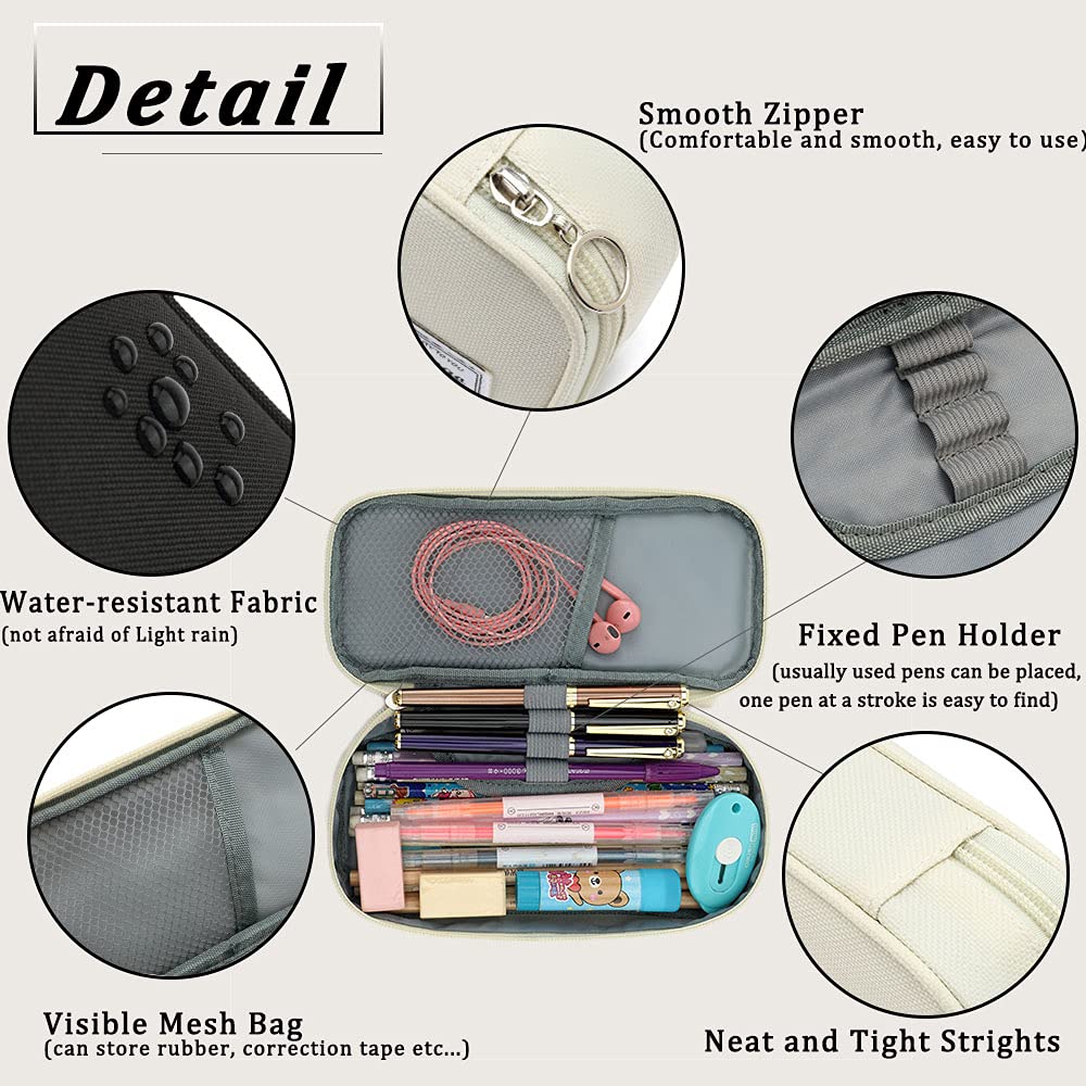 FUXINGYAO Pencil Case, Multi- Slot Pencil Pouch, Portable Pencil Bag, Pen Case for& Office(Black)