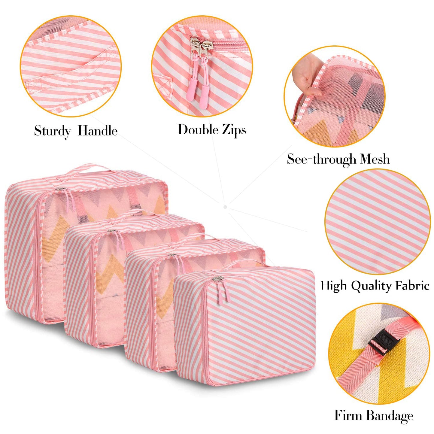 BAGAIL 8 Set Packing Cubes Luggage Packing Organizers for Travel Accessories-Cream