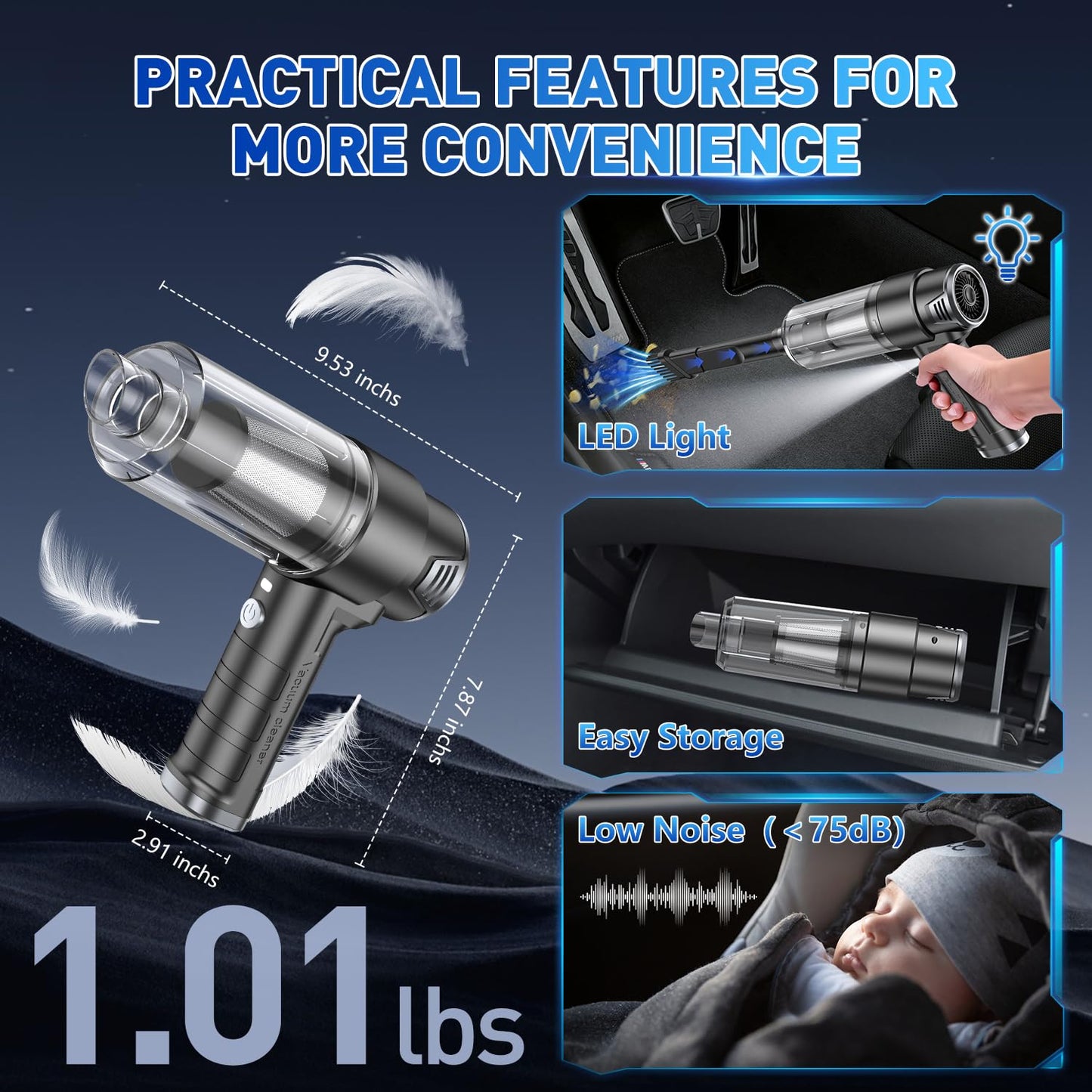 KMM Handheld Car Vacuum Cleaner, Hand Held Vacuum Cleaner and Air Duster