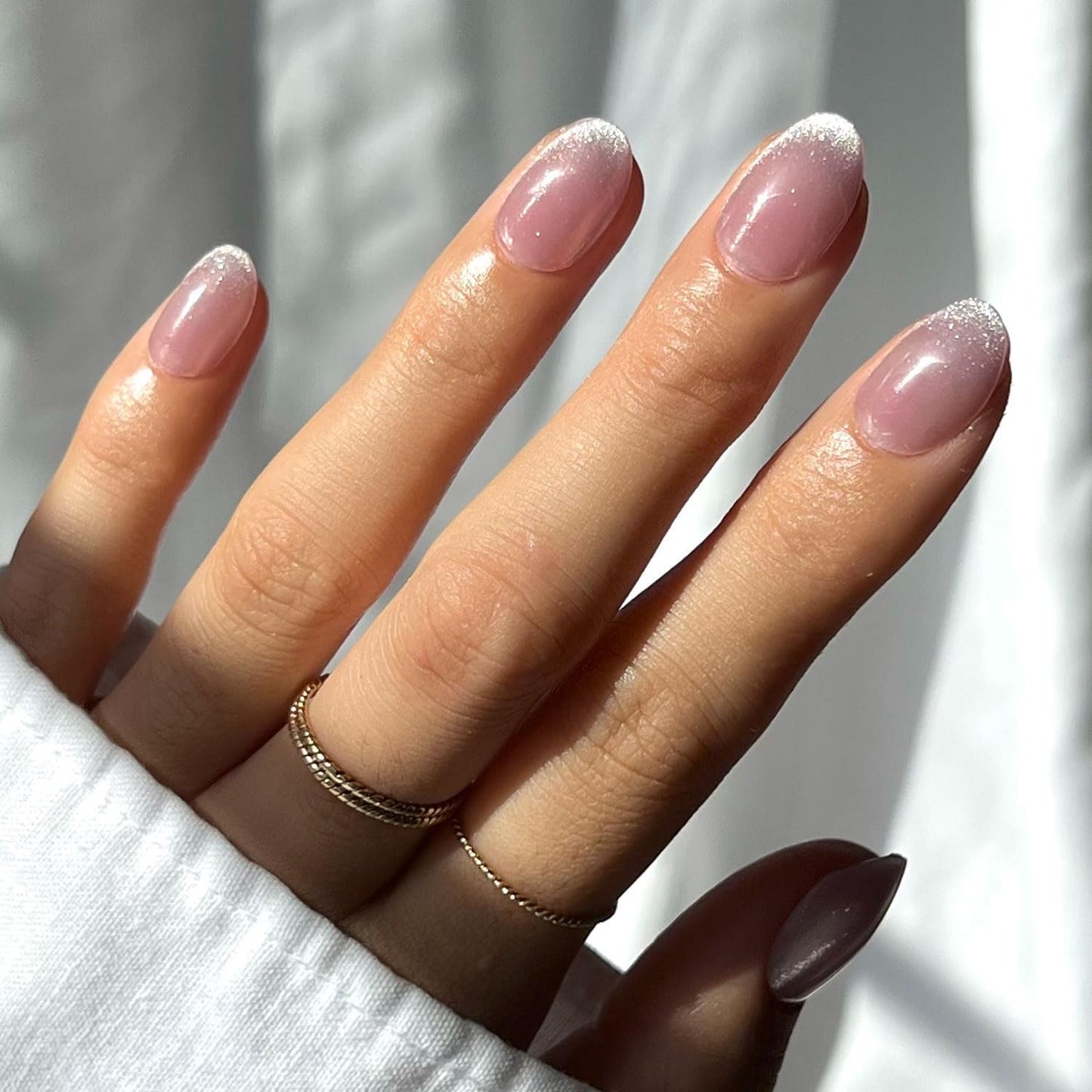 Glamnetic Press On Nails - Short Almond, Glossy Fake Nails 24 Pc Full Kit