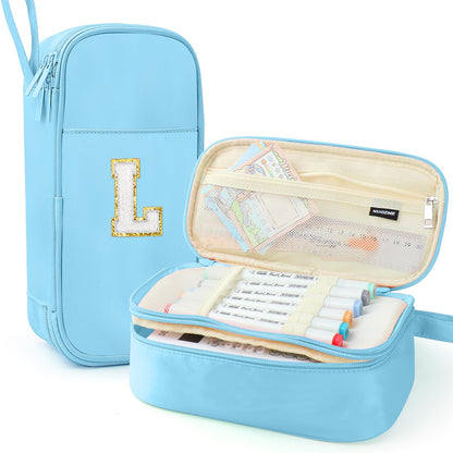 Cute Large Pencil Case Pouch,Personalized Initial Pencil Bag for Girls Boy