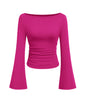 PRETTYGARDEN Womens Bell Long Sleeve Ribbed Knit Tops