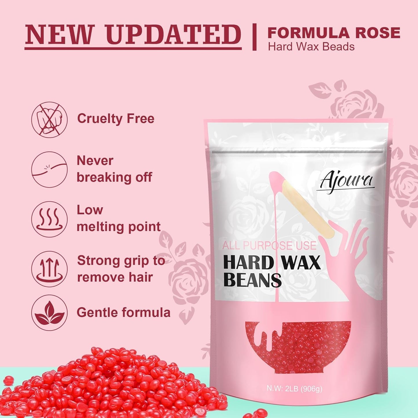 Ajoura 1 lb Hard Wax Beads for Hair Removal, Chamomile Wax Beans, Blue