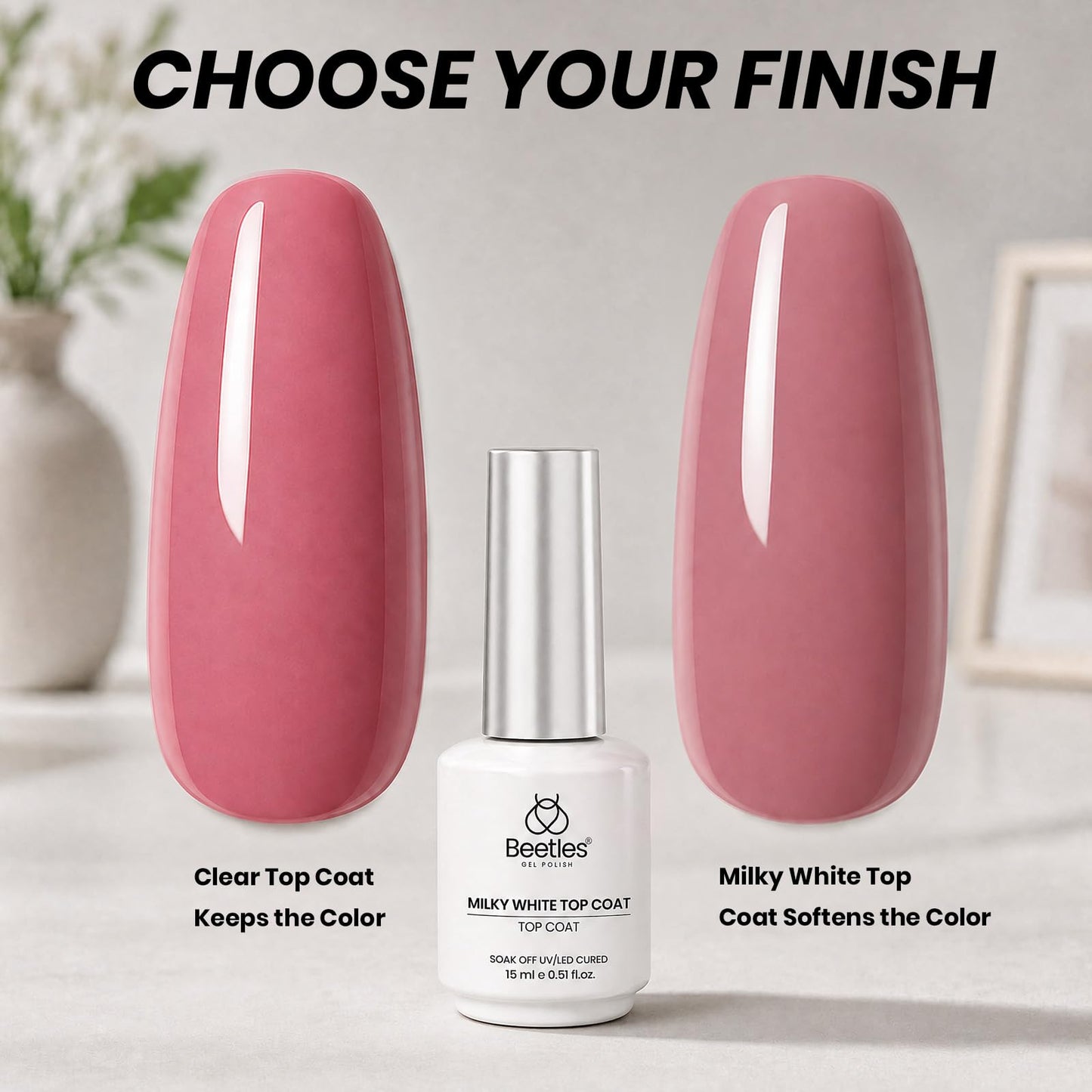 Beetles 2 Pcs 15ml No Wipe Gel Top Coat and Base Coat Set
