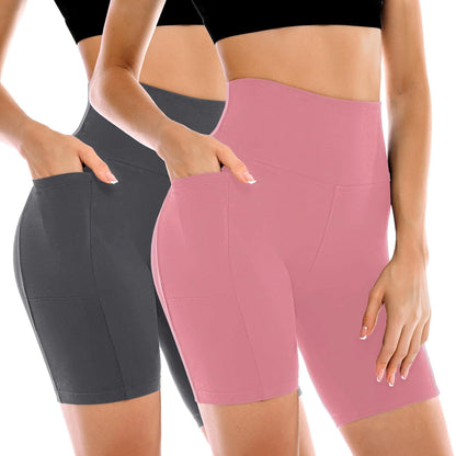 Leafigure 2 Pack Womens Biker Shorts with Pockets 6"