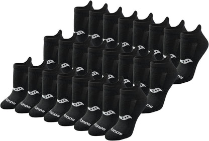 Saucony Women's RunDry Performance Heel Tab Athletic Socks, Available in S-L (8, 16, 24 Pairs)