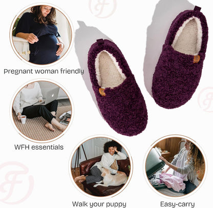 EverFoams Women’s Soft Curly Slippers Memory Foam Lightweight House Shoes