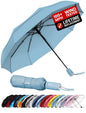 Windproof Travel Umbrella - Compact & Withstands Winds up to 100MPH, Strongest Premium Auto Folding Umbrella for Rain and Sun - Durable, Light & Portable for Women & Men, Fits Backpack & Cars