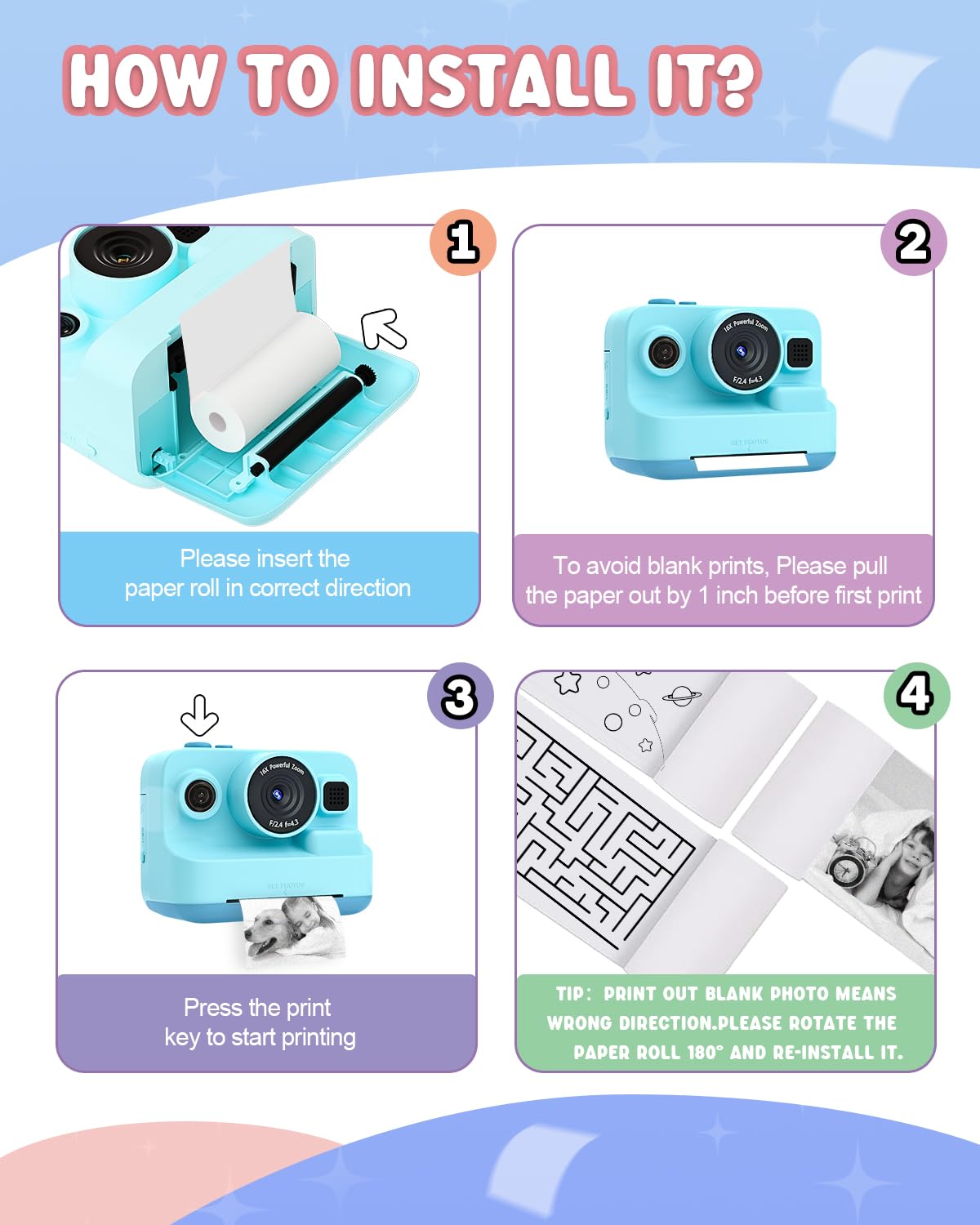 Dylanto Kids Camera Instant Print,1080P Kids Instant Cameras that Print Photos,Christmas Birthday Gifts for Girls Age 3-12,Portable Toy for 3 4 5 6 7 8 9 10 Year Old Girls Boys Pink