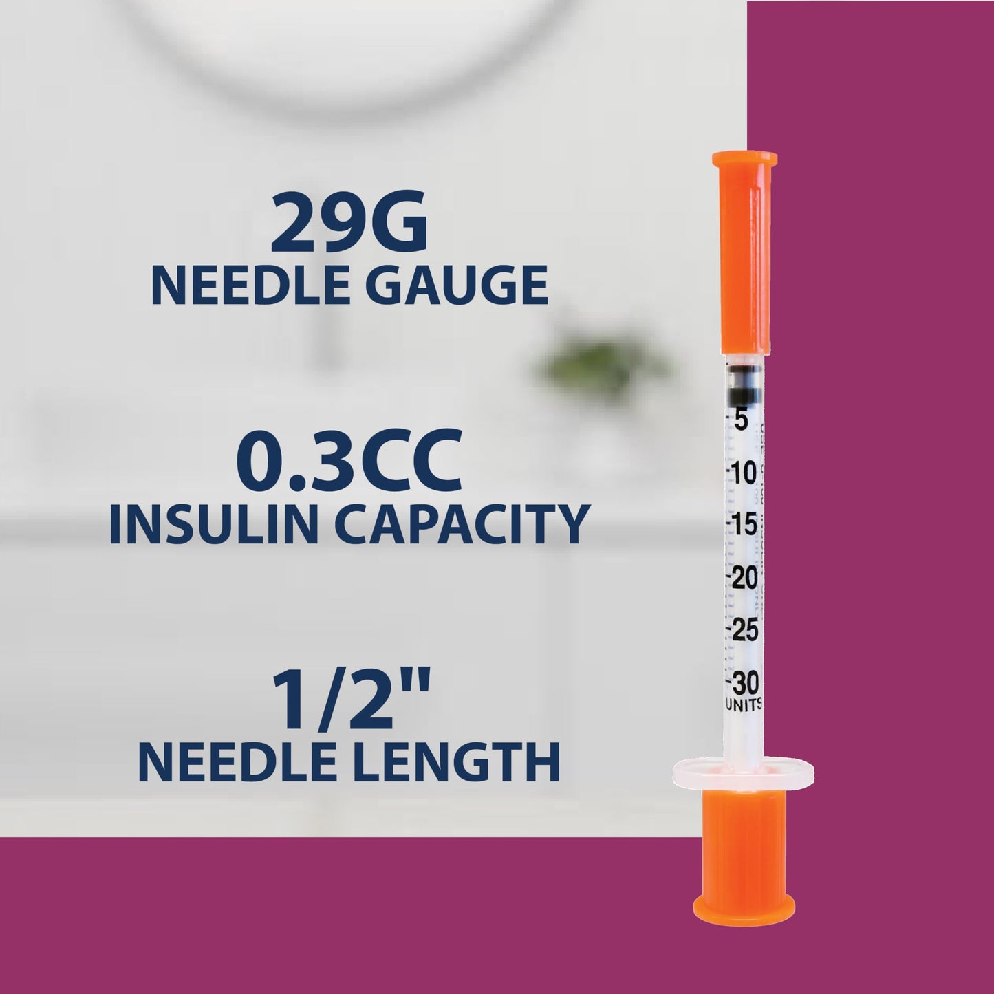 TRUEplus Single-Use Insulin Syringes, 31G, 0.3cc, 5/16 Inch, 100 Count