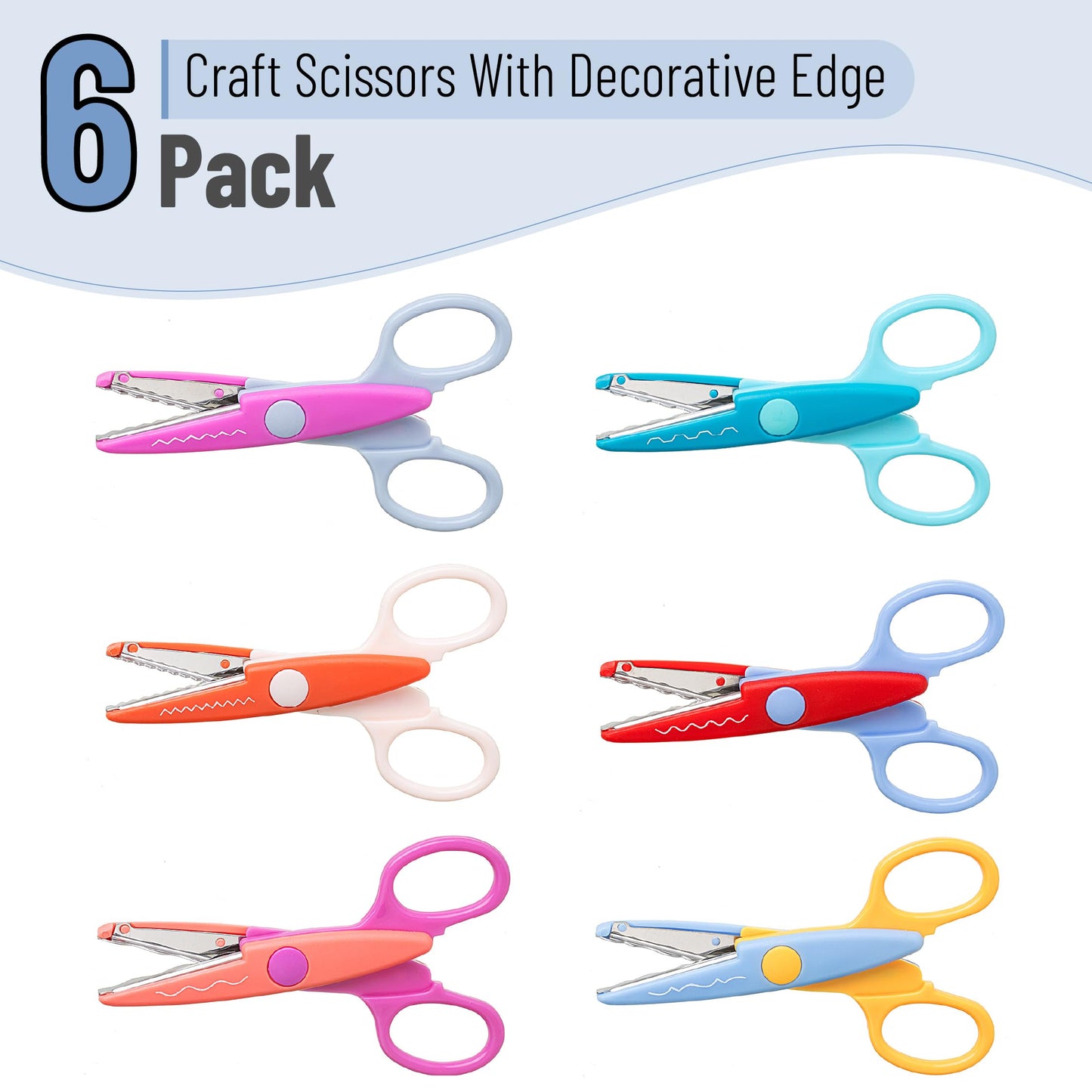 Mr. Pen- Craft Scissors Decorative Edge, 6 Pack, Bright Zig Zag Scissors