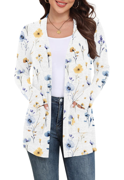 Yincro Women Lightweight Cardigan Long Sleeve Open Front with Pockets S-3XL