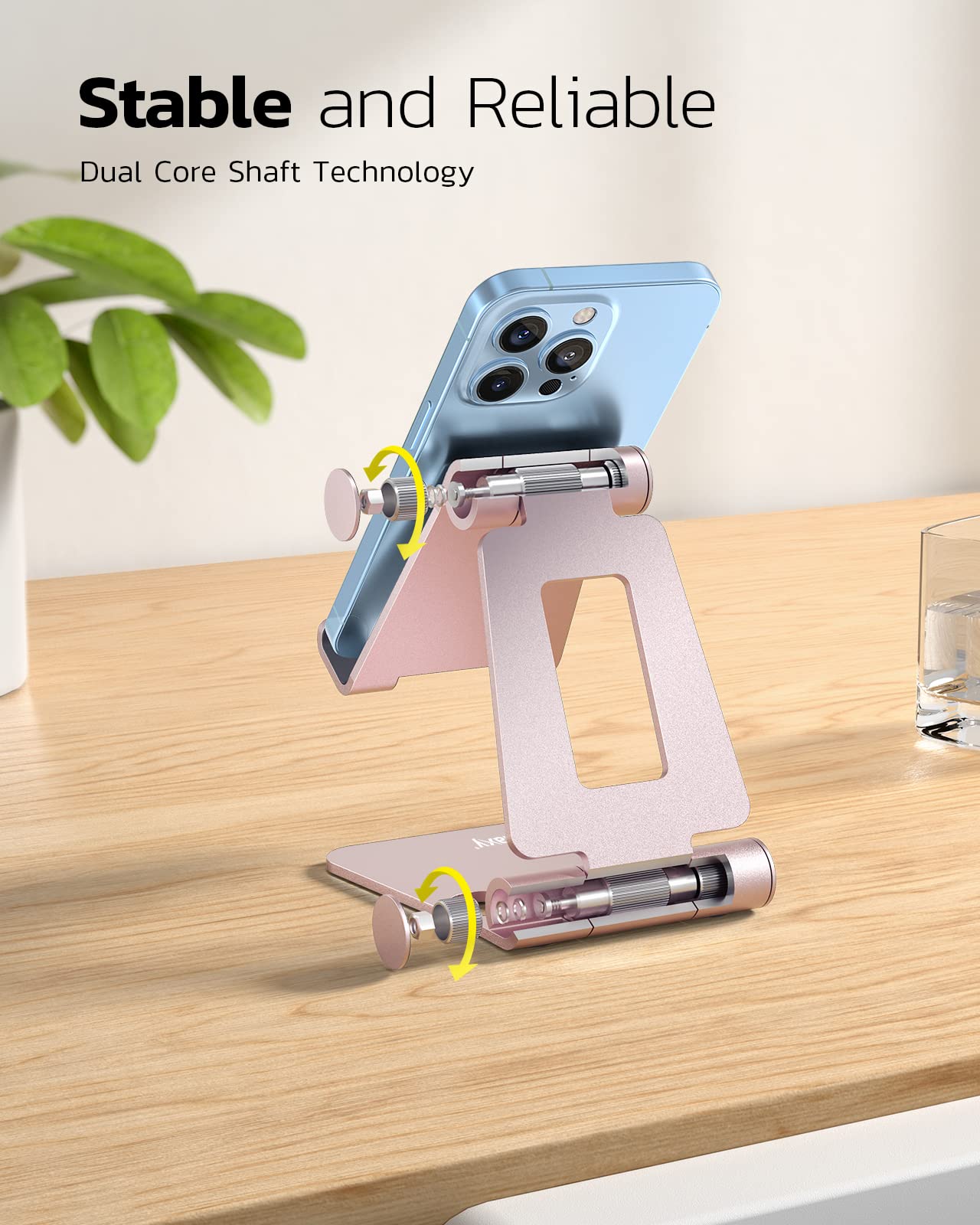 Nulaxy Full Aluminum Dual Folding Cell Phone Stand for Desk, Black