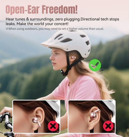 King Lucky Clip-On Earbuds Gen 3, Open-Ear Wireless Bluetooth 6.0 Headphones with Mic, Secure Fit for Small Ears & Glasses Wearers, 50H Playtime, ENC, IPX5 Waterproof Sport Ear Buds (Purple)
