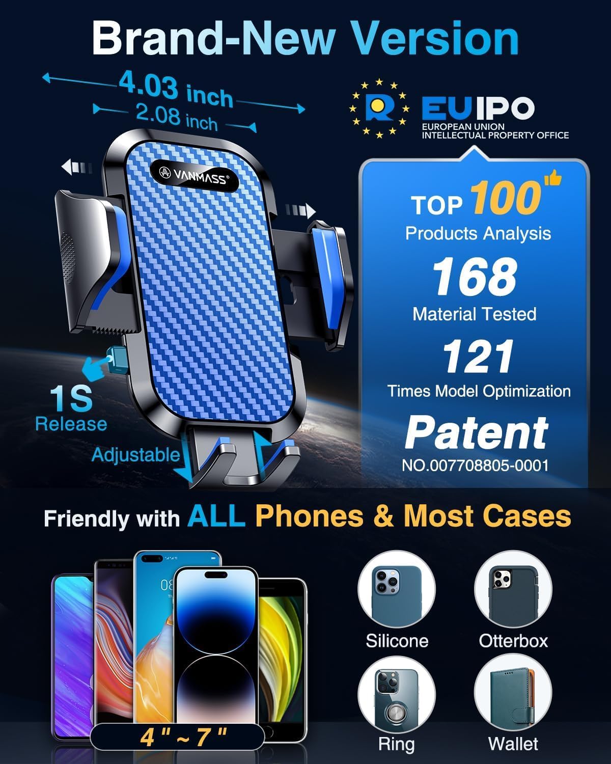VANMASS Car Phone Holder 2026 Ultimate Military-Grade Strongest Suction & Clip Windshield Dashboard【Newest Best Strongest】Cell Phone Shower & Wall Mounts for iPhone 17 Pro Max 16 15 14 13 Android