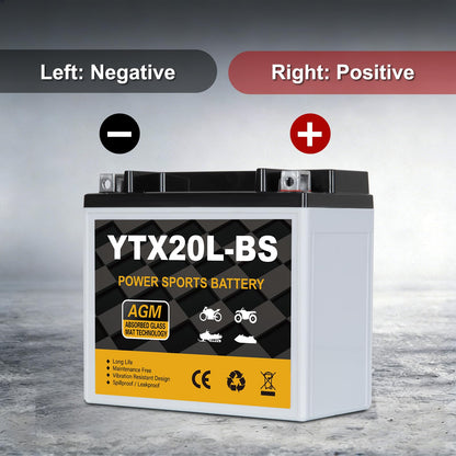 YTX14AH-BS 12V 12Ah Motorcycle Battery, 220CCA Rechargeable Maintenance Free Sealed AGM Battery, Powersport Replacement for ATV, UTV, Scooter