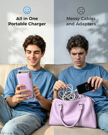 VEGER Portable Charger for iPhone, Power Bank Built in Cables and Wall Plug