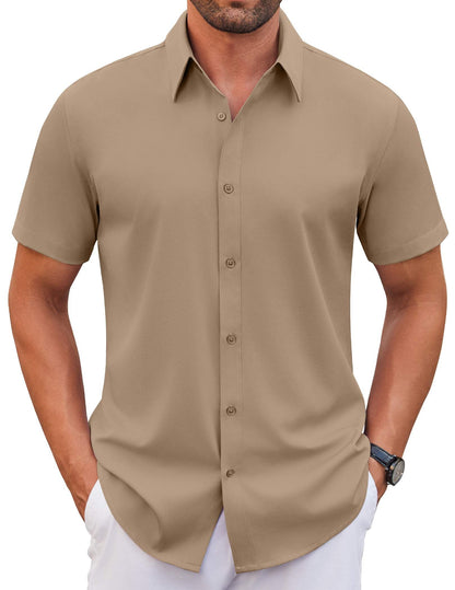 COOFANDY Men's Stretch Dress Shirts Short Sleeve Wrinkle Free Casual Button Down Shirts