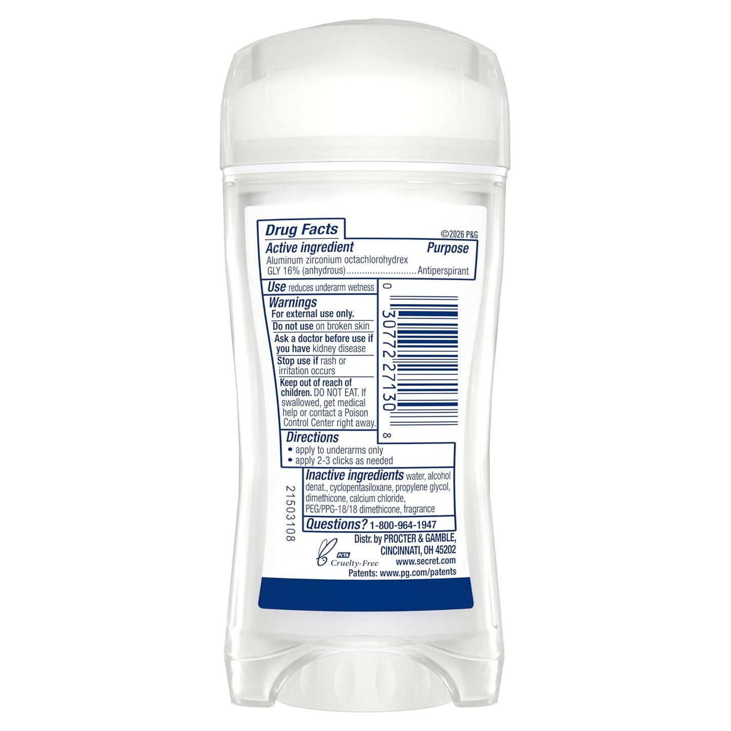 Secret Fresh Antiperspirant Deodorant for Women, 72hr Freshness on the Rocks with Pro-Hyaluronic Acid, Miami Mocktails Edition, Clear Gel, Pineapple Paradise with Pineapple & Coconut Scent, 2.6 oz