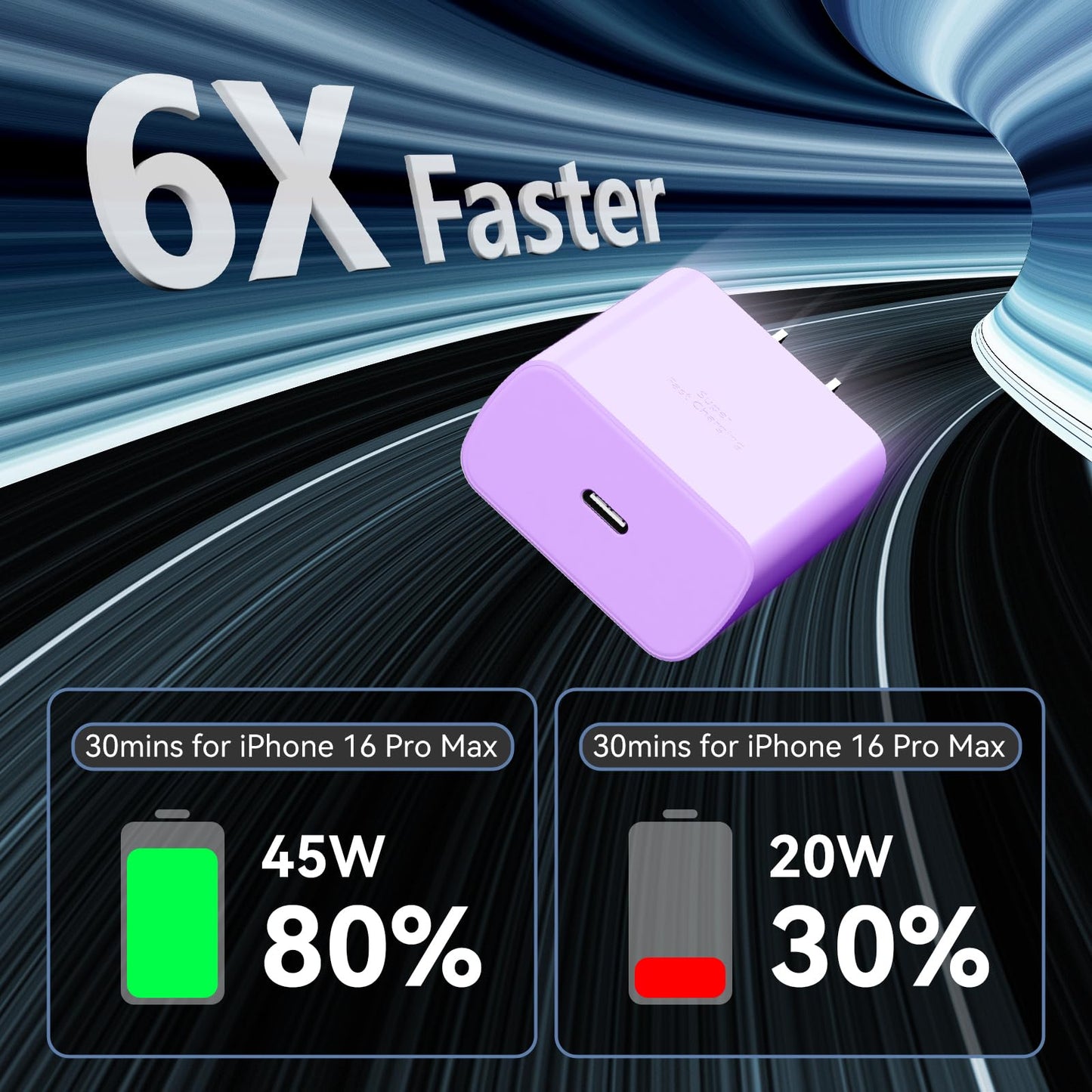 Phone 17 16 Pro Max Charger Fast Charging, 45W Super Fast USB C Charger Block with 10FT Long Charging Cord Cable for 17 16 Pro Max/17 16/16 Plus,15 Pro Max/15 Pro/15, Android Phone-Black