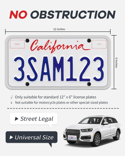Aujen Silicone License Plate Frames,2 Pack Black Side-Opening License Bracket Holder with Easy Installation, License Plate Frame Without Obstruction.Rustproof, Rattle Proof & Weatherproof Universal