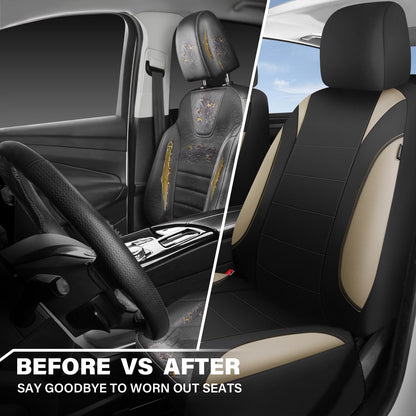 CAR PASS Waterproof Car Seat Covers Front Seats Only with 5mm Composite EVA, Neoprene Car Seat Cover with Separate Headrest Cover, Quick Setup Universal Fit for Car SUV Trucks,Airbag Compatible（Gray