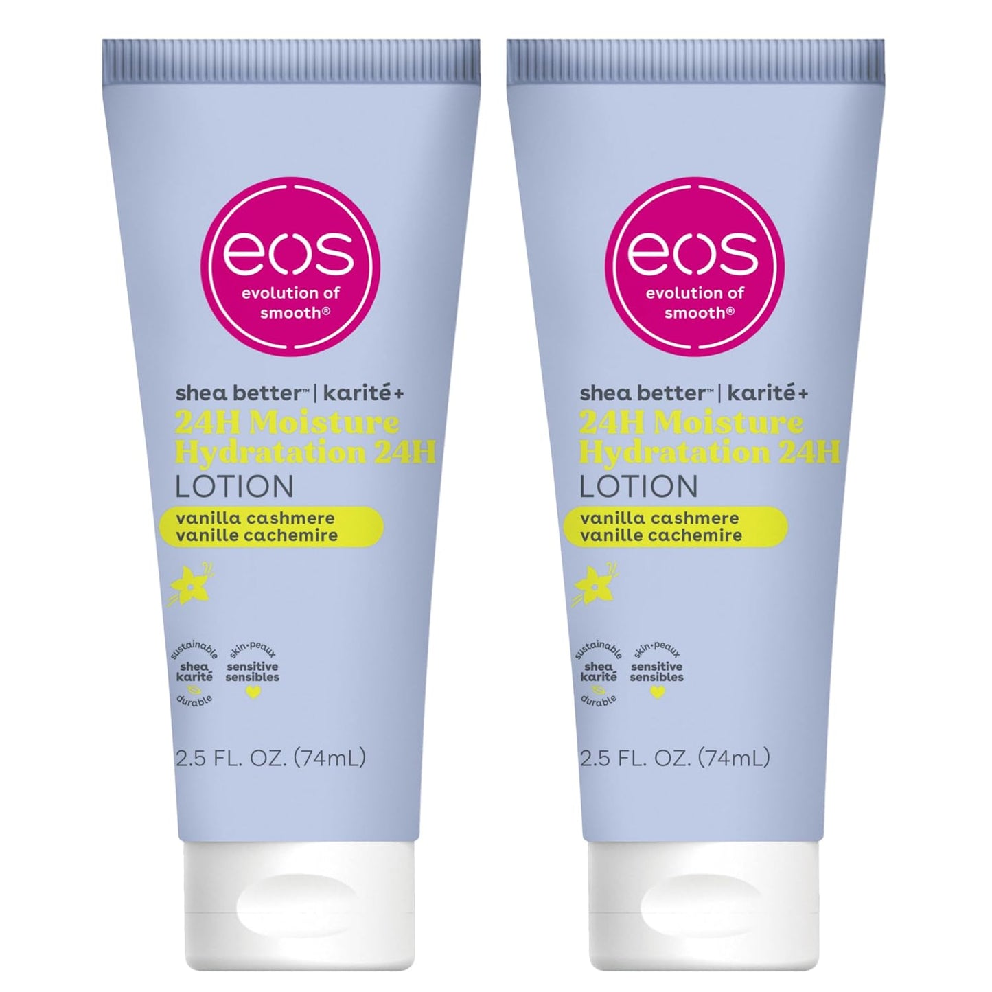 eos 24H Moisture Travel Body Lotion- Vanilla Cashmere, 2.5 fl oz