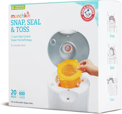 Munchkin Arm & Hammer Snap, Seal & Toss Refill Bags, 20 Pack