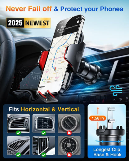 VANMASS Car Phone Holder 2026 Ultimate Military-Grade Strongest Suction & Clip Windshield Dashboard【Newest Best Strongest】Cell Phone Shower & Wall Mounts for iPhone 17 Pro Max 16 15 14 13 Android