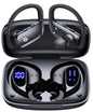 bmani Ear Buds Wireless Earbuds Bluetooth Headphones with 80H Playtime LED Display Case, Over-Ear Hook with Mic, Stereo Sound, Easy Button Controls, Sports Earphones for Running Workout Gym Black