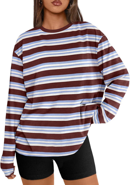Trendy Queen Womens Oversized Long Sleeve Shirts Fall Tops 2026 Basic Tees