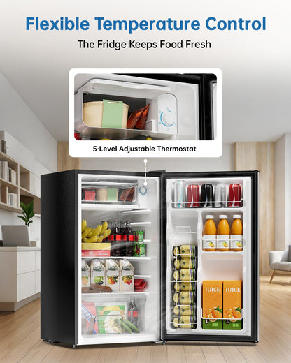 3.2 Cu Ft Mini Fridge with Freezer, Single Door Upright Freezer