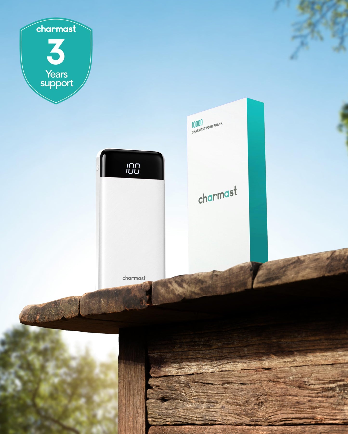 charmast Power Bank Portable Charger with Reinforced Built-in 4 Cables